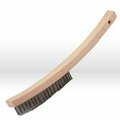 Jaz Hand Scratch Brush, Curved Handle 3 Rows, .016", Stainless Steel 82340